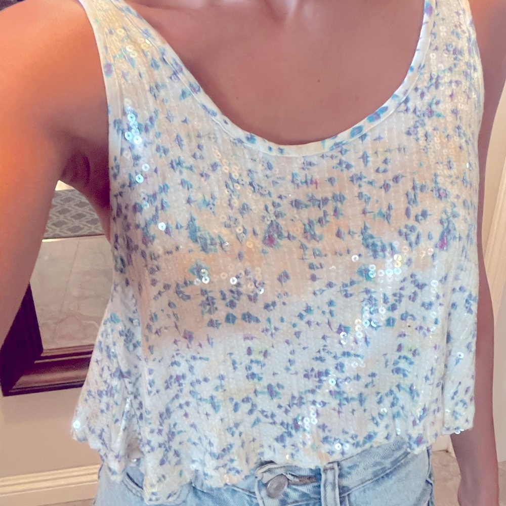 Free People Sequined Crop Top
